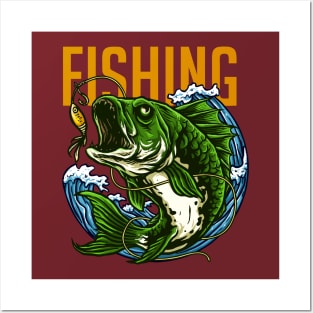 fishing green fish Posters and Art